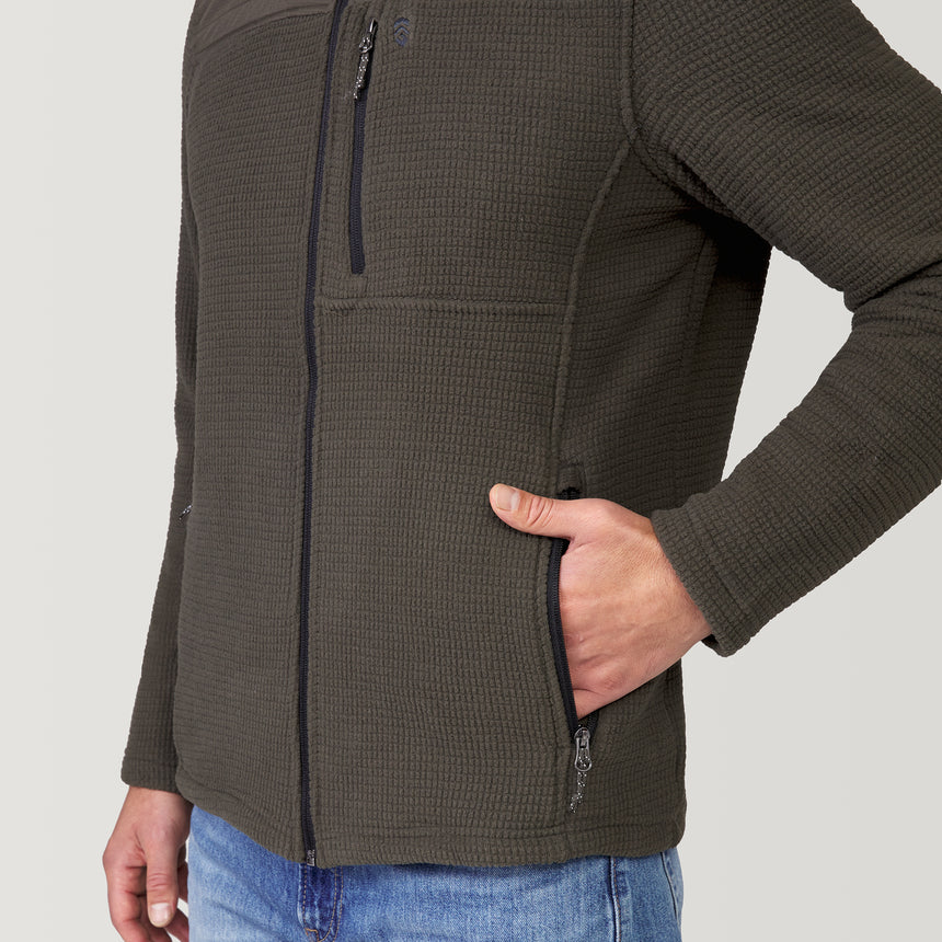Men's Grid Fleece Chayote Jacket - Dark Olive #color_dark-olive