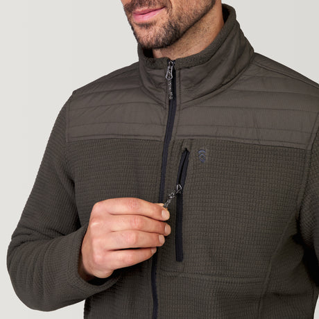 Men's Grid Fleece Chayote Jacket - Dark Olive #color_dark-olive