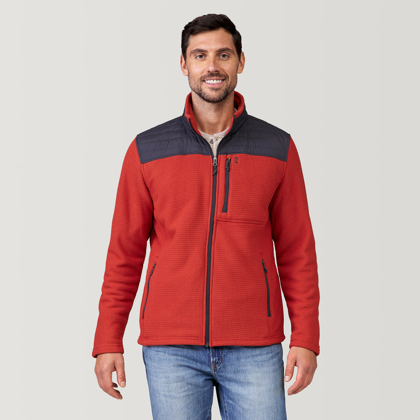 Men's Grid Fleece Chayote Jacket - Firebrick #color_firebrick