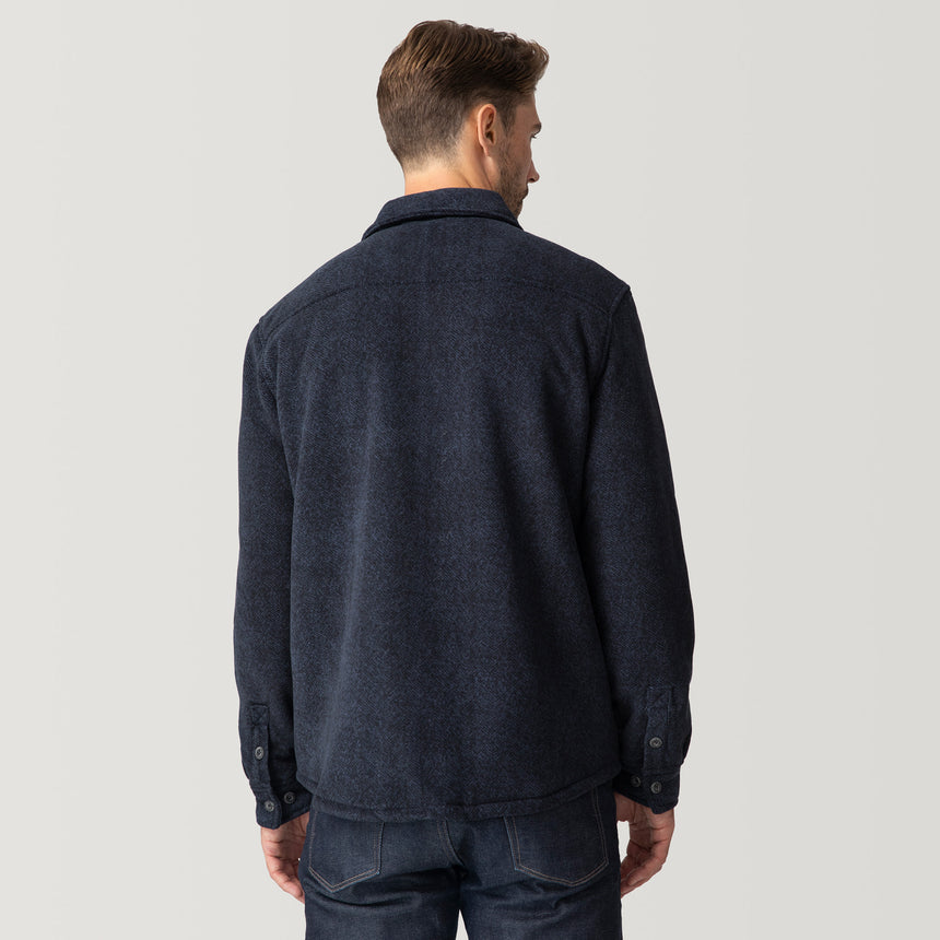 [Matt is 6'2" wearing a size Medium.] Men's Mountain Ridge Sueded Chill Out Fleece Jacket - Dark Navy - M #color_dark-navy