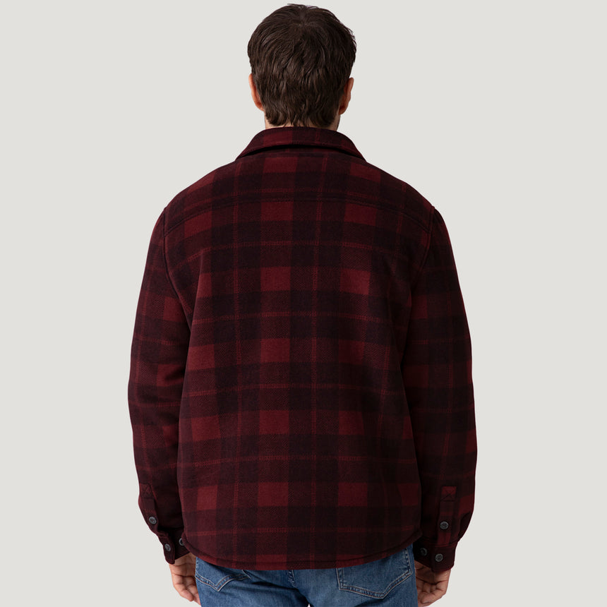 [Vince is 6’1” wearing a size Medium.] Men's Mountain Ridge Sueded Chill Out Fleece Jacket - Balm Plaid - M #color_balm_plaid