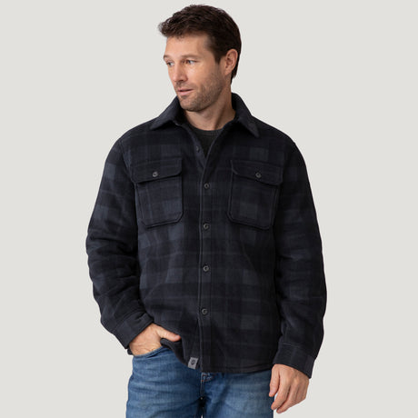 [Vince is 6’1” wearing a size Medium.] Men's Mountain Ridge Sueded Chill Out Fleece Jacket - Coal - M #color_coal