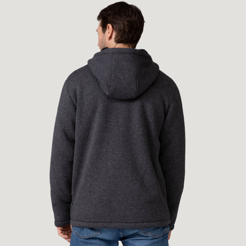 [Vince is 6’1” wearing a size Medium.] Men's Northwood Mountain Fleece Hoodie - Charcoal Texture - M #color_charcoal_texture