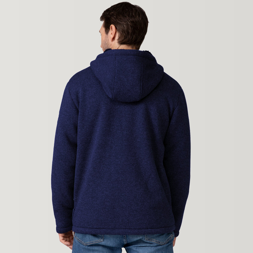 [Vince is 6’1” wearing a size Medium.] Men's Northwood Mountain Fleece Hoodie - Navy Texture - M #color_navy_texture