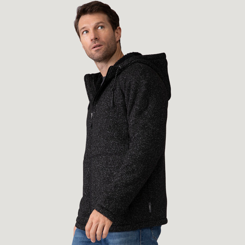 [Vince is 6’1” wearing a size Medium.] Men's Northwood Mountain Fleece Hoodie - Black - M #color_black