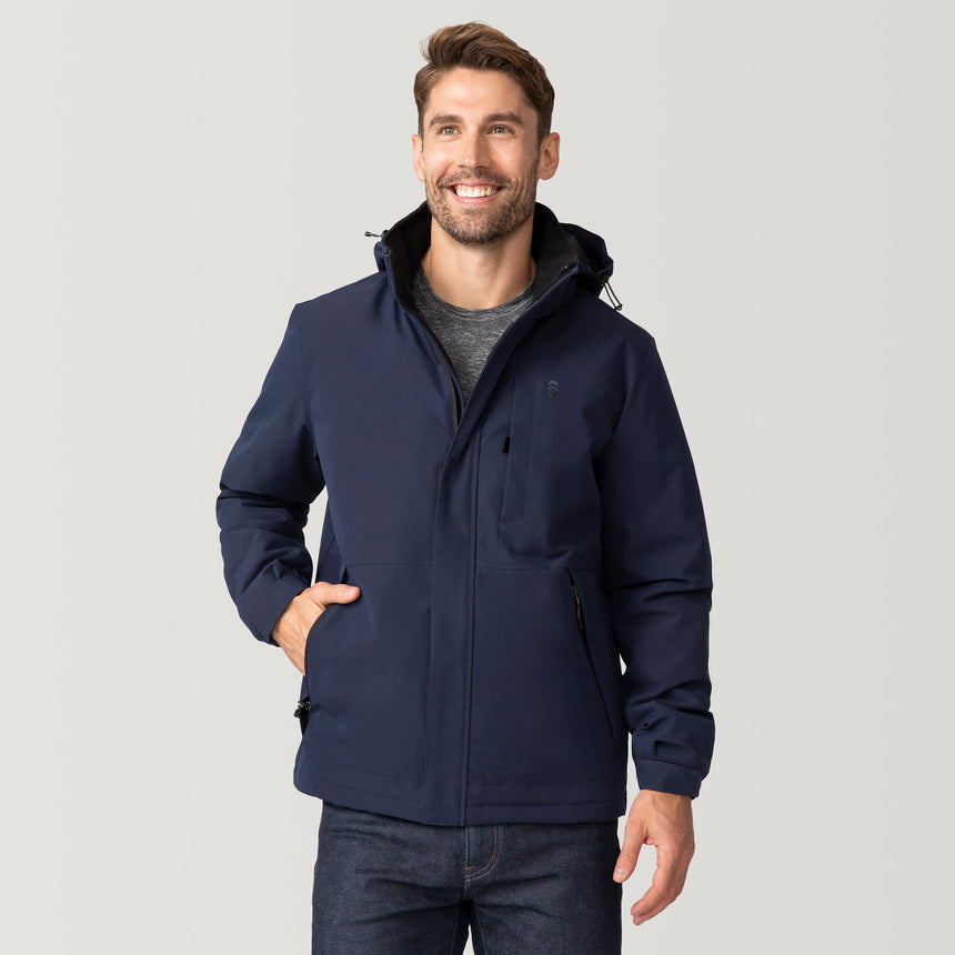 [Matt is 6'2" wearing a size Medium.] Men's Ski Patrol 3-in-1 Systems Jacket - Dark Navy - M #color_dark_navy