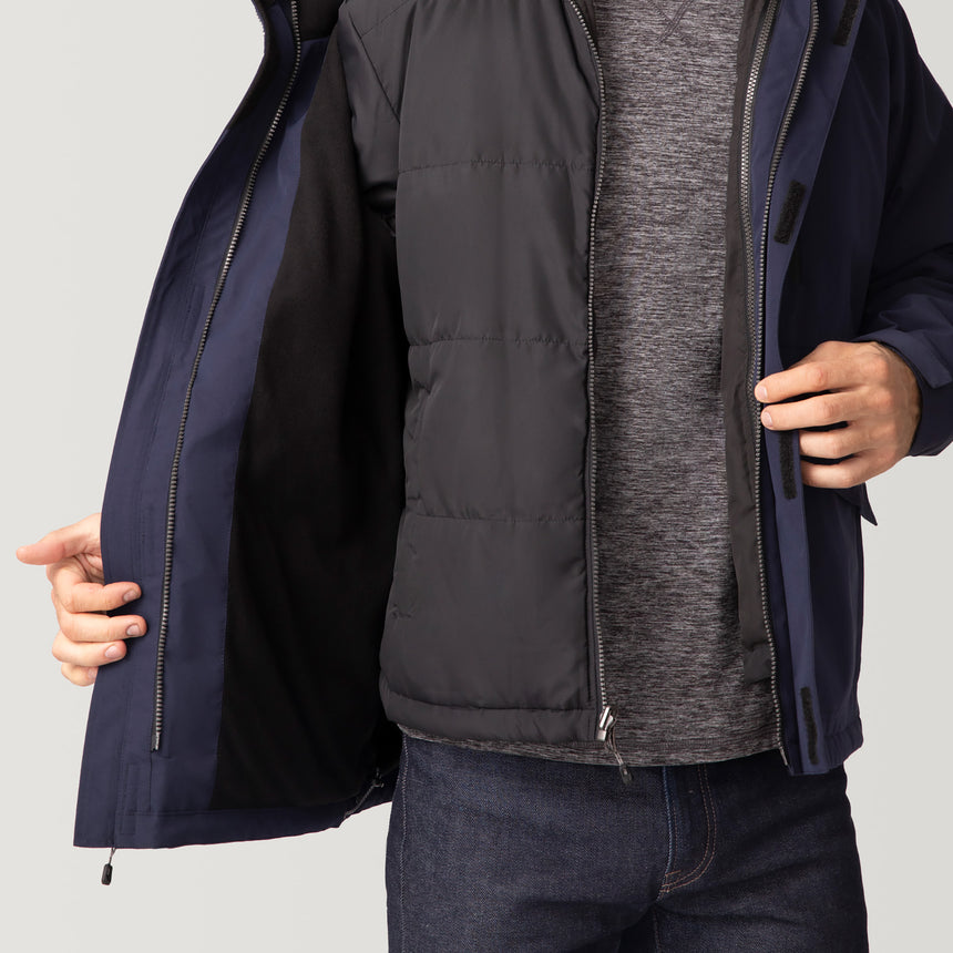 [Matt is 6'2" wearing a size Medium.] Men's Ski Patrol 3-in-1 Systems Jacket - Dark Navy - M #color_dark_navy