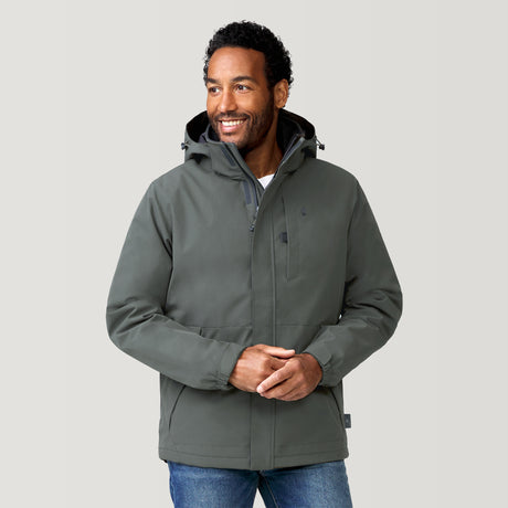 [Jonathan is 6’1” wearing a size Medium.] Men's Chayote Cable Fleece Jacket - Pewter- M #color_pewter