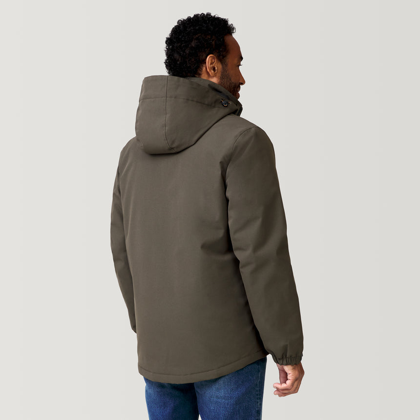 [Jonathan is 6’1” wearing a size Medium.] Men's Chayote Cable Fleece Jacket - Dark Olive- M #color_dark_olive