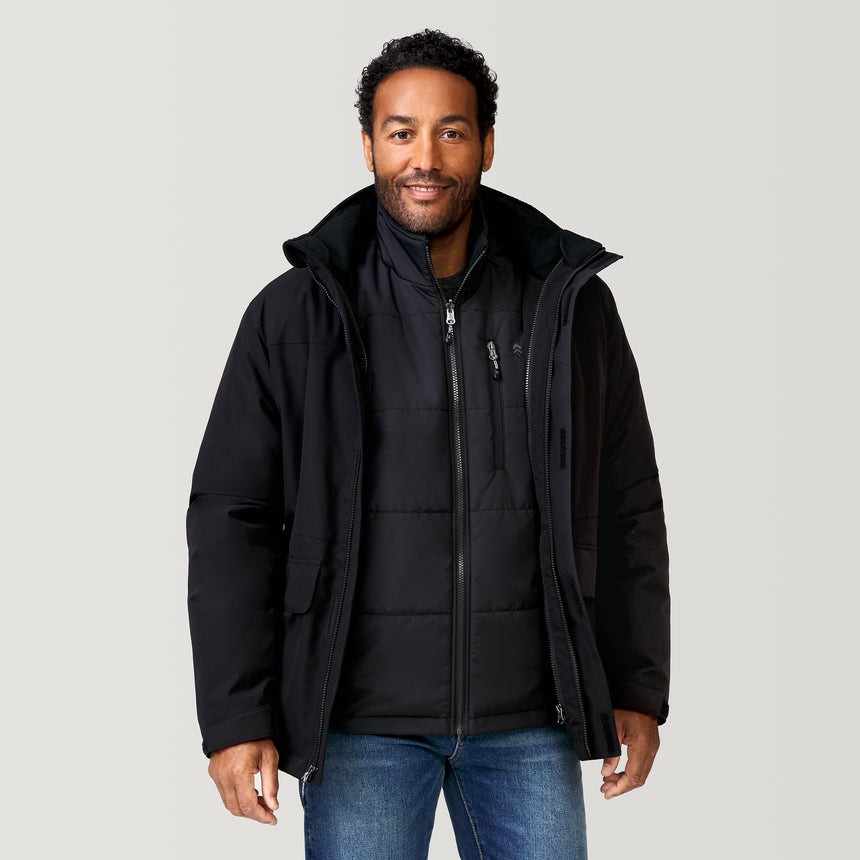 [Jonathan is 6’1” wearing a size Medium.] Men's Ski Patrol 3-in-1 Systems Jacket - Black - M #color_black