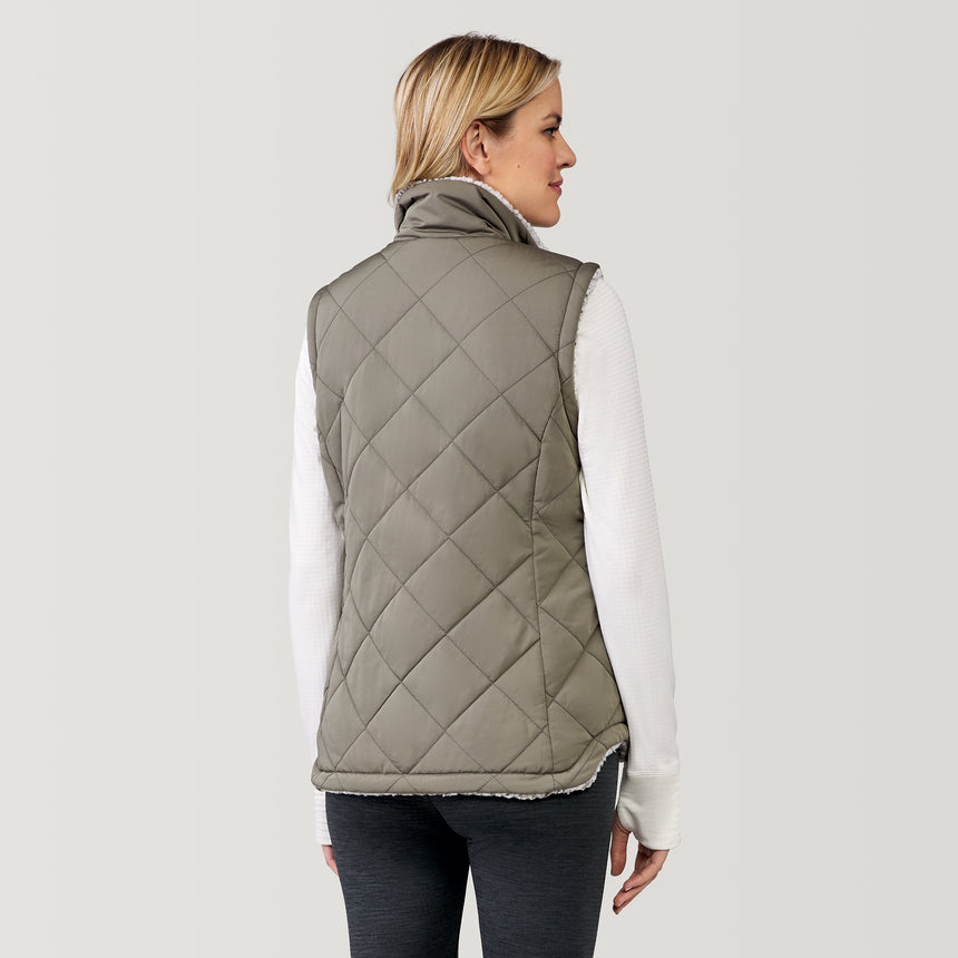 [Model is wearing a size Small.] Women's Stratus Lite Reversible Vest - S - Vine #color_vine