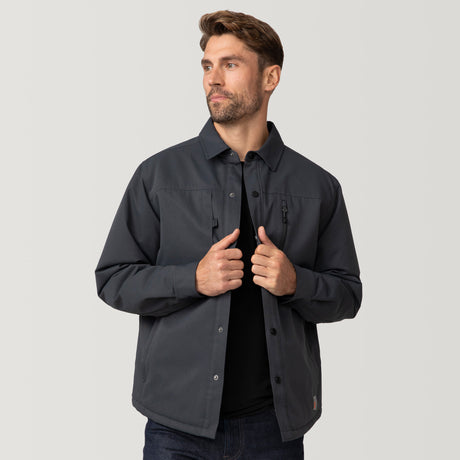 [Matt is 6’2” wearing a size Medium.] Men's Brawny Canvas Function Work Shirt - Coal - M #color_coal