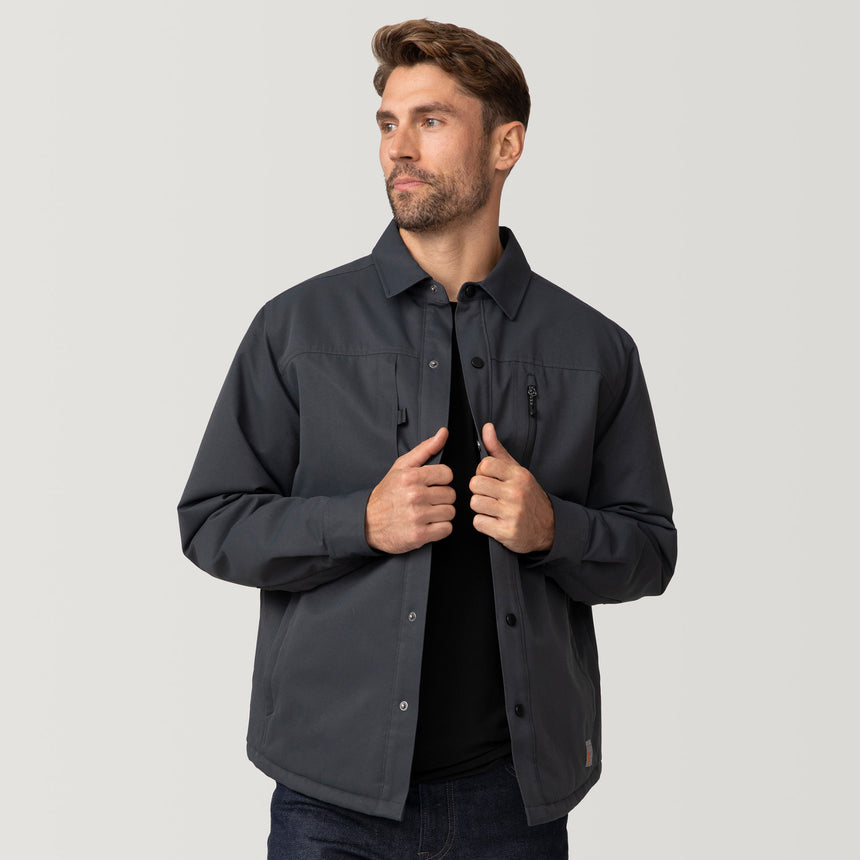 [Matt is 6’2” wearing a size Medium.] Men's Brawny Canvas Function Work Shirt - Coal - M #color_coal