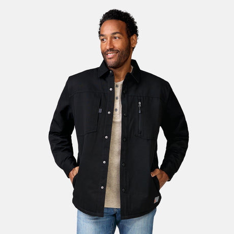 [Jonathan is 6’1” wearing a size Medium.] Men's Brawny Canvas Function Work Shirt - Black - M #color_black
