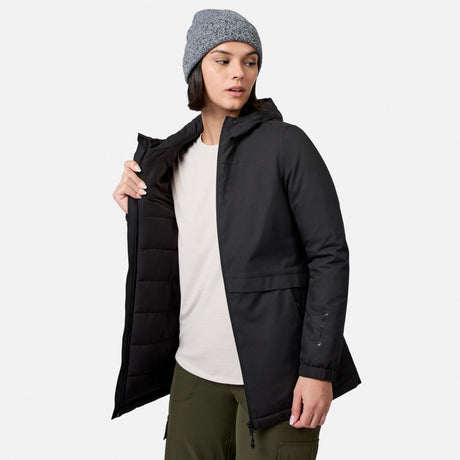 [Model is wearing size S.] Model wearing the Women's X2O Thermo Rain Jacket with a gray knit beanie.
