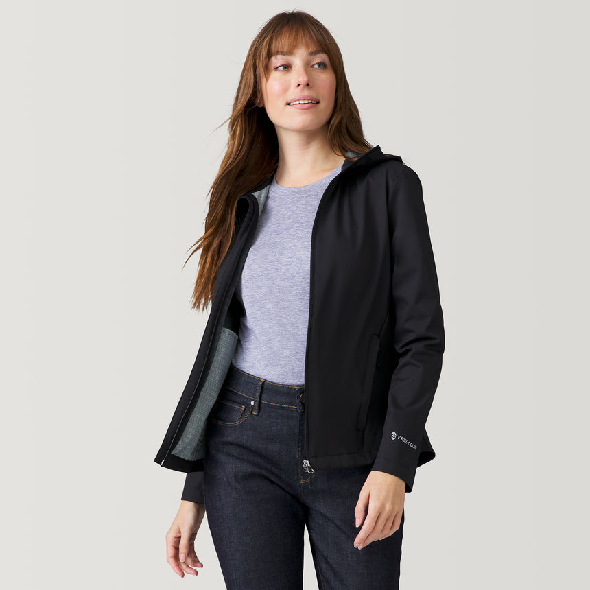 [Melanie is 5’8.5” wearing a size Small.] Women's X2O Packable Rain Jacket - S - Black #color_black