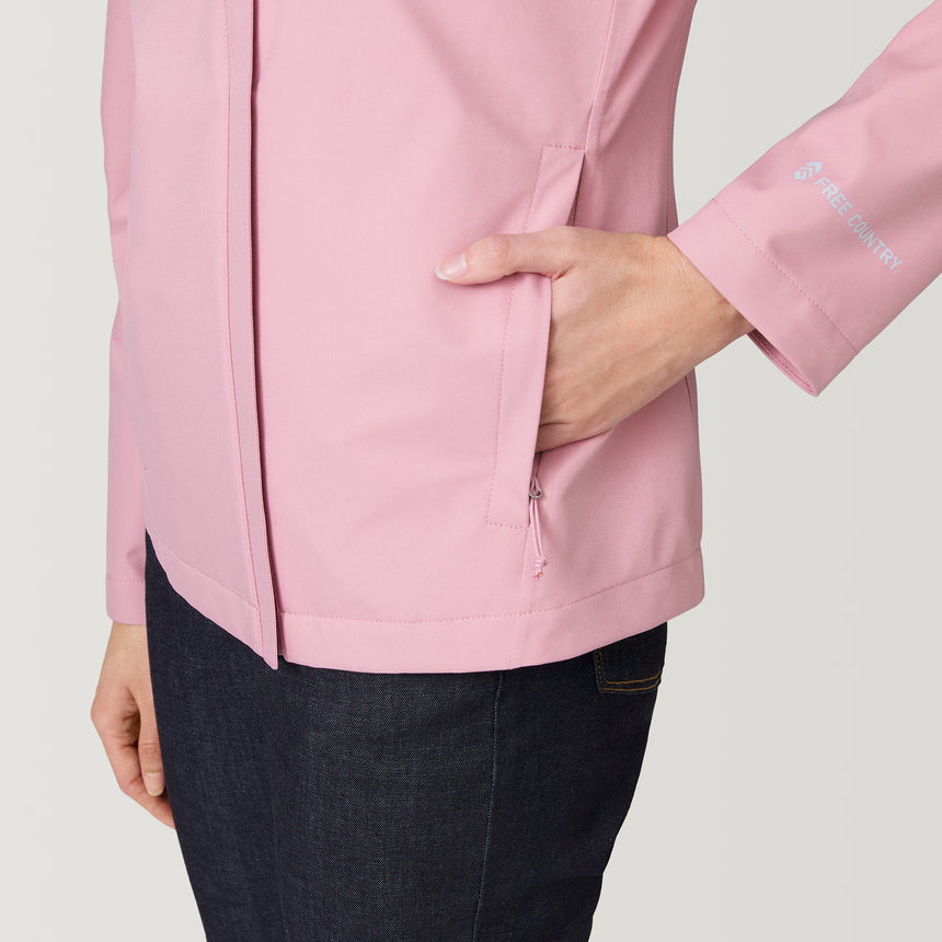 [Melanie is 5’8.5” wearing a size Small.] Women's X2O Packable Rain Jacket - S - Cameo Pink #color_cameo-pink