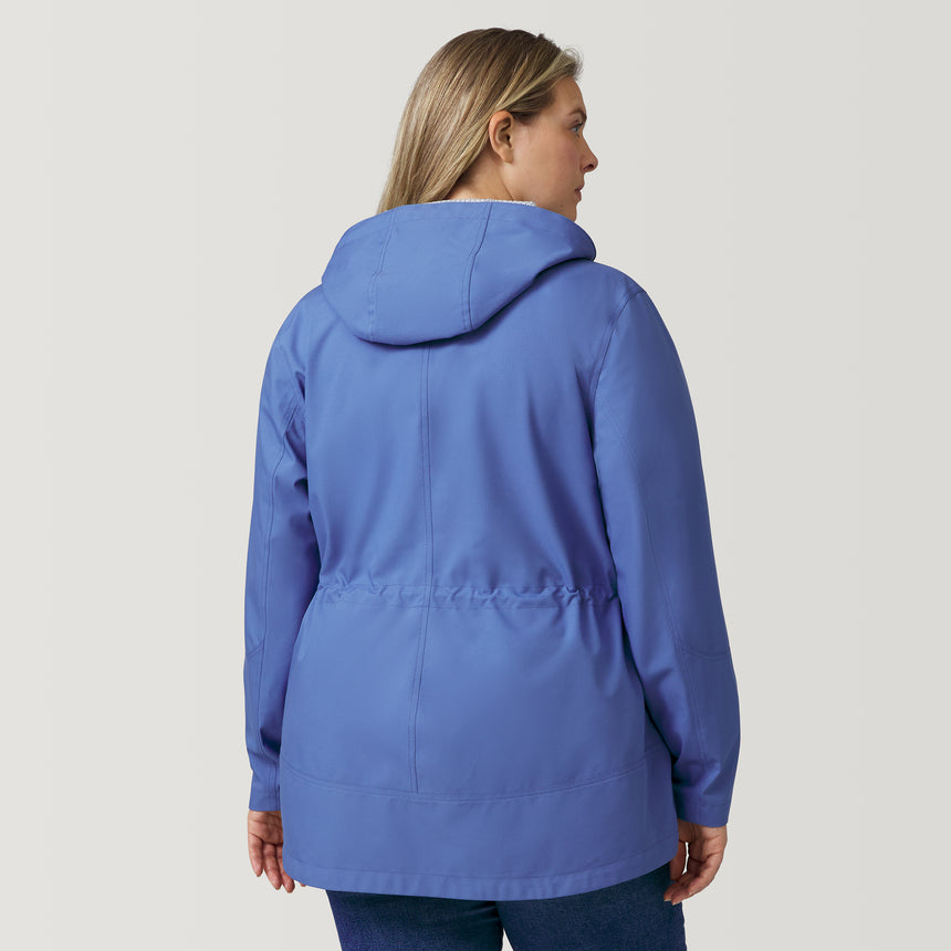 [Angela is 5'10" and wearing a size 1X.] Women's Plus Size X2O Anorak Rain Jacket - 1X - Chambray #color_chambray