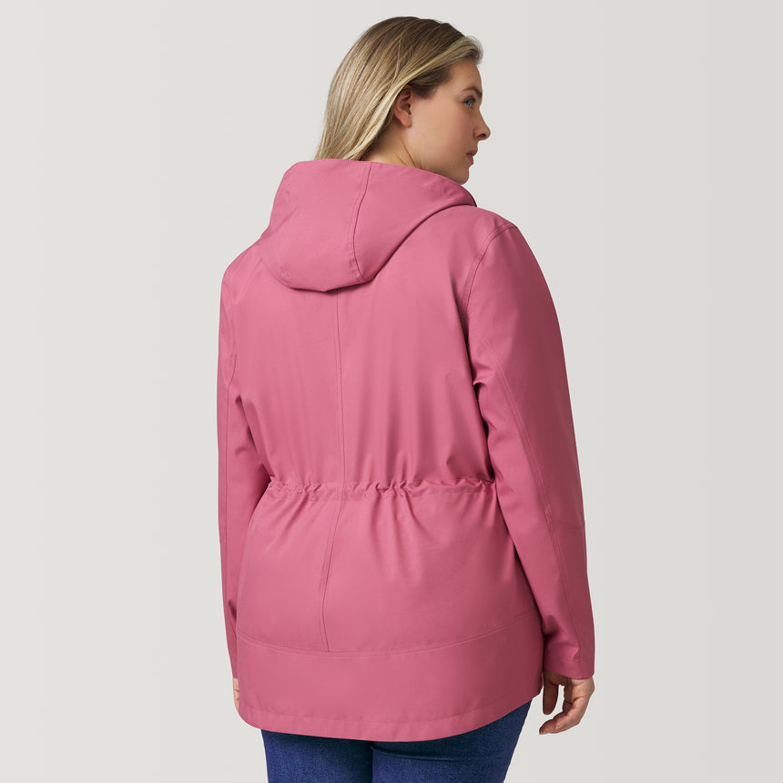 [Angela is 5'10" and wearing a size 1X.] Women's Plus Size X2O Anorak Rain Jacket - 1X - Rosette #color_rosette