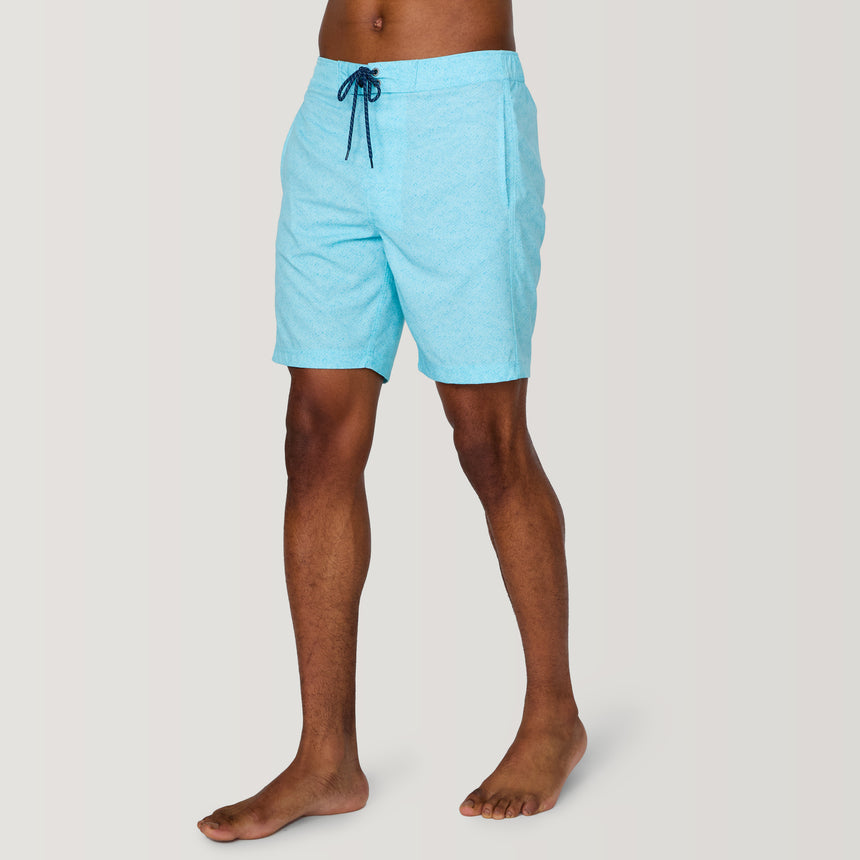 [Model is wearing a size Medium.] Men's Textured Surf Swim Short - M - AQUA #color_aqua