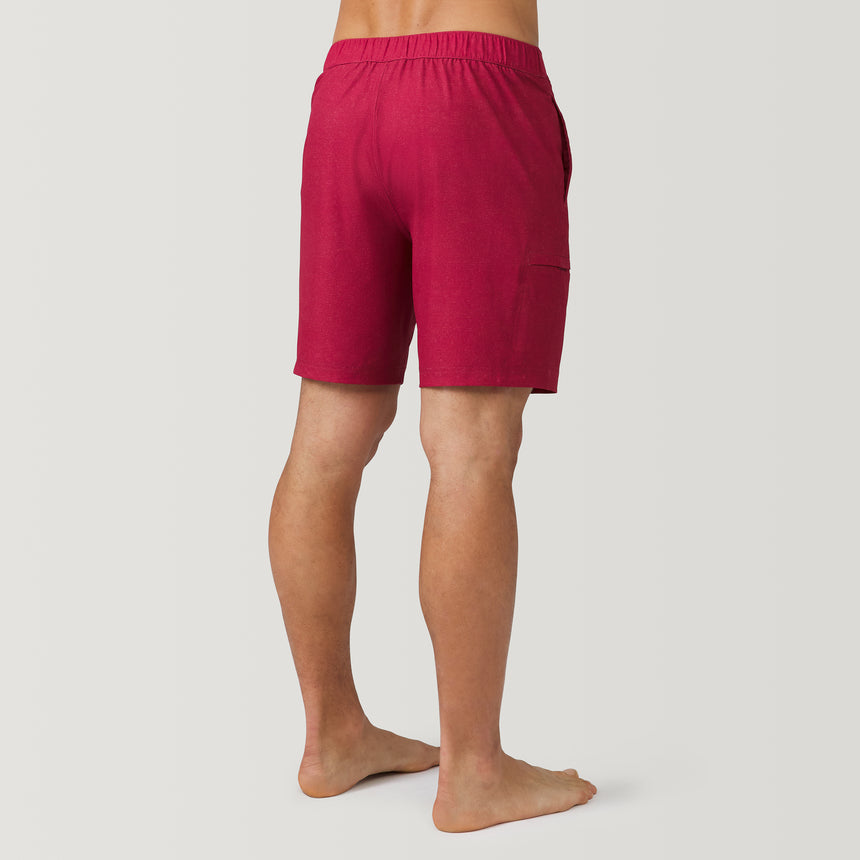 Men's Textured Solid Cargo Surf Swim Short - Red - M #color_red
