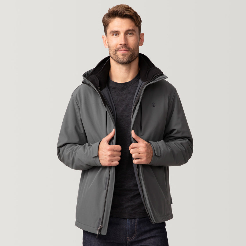 [Matt is 6'2" wearing a size Medium.] Men's Atalaya III 3-in-1 Systems Jacket - Pewter #color_pewter