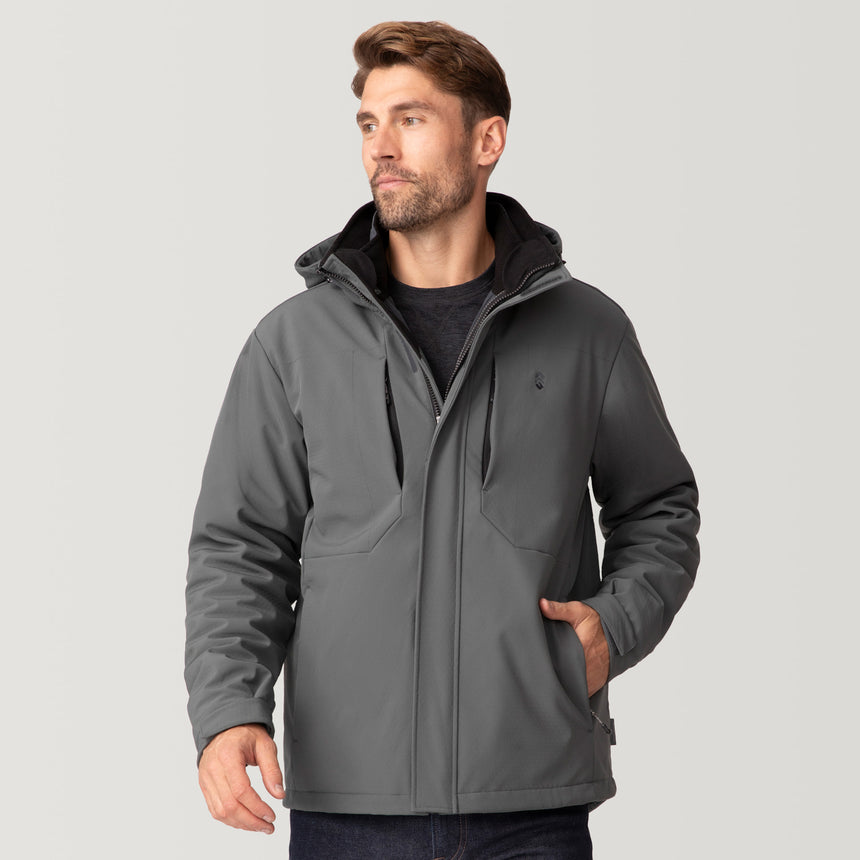 [Matt is 6'2" wearing a size Medium.] Men's Atalaya III 3-in-1 Systems Jacket - Pewter #color_pewter