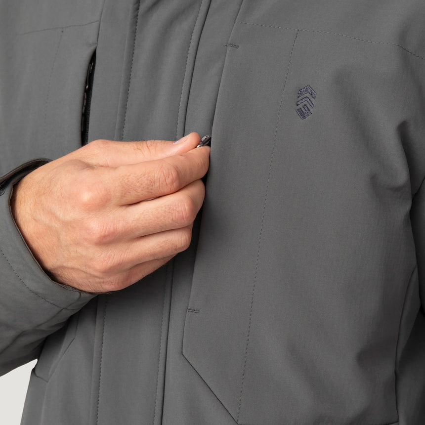 [Matt is 6'2" wearing a size Medium.] Men's Atalaya III 3-in-1 Systems Jacket - Pewter #color_pewter