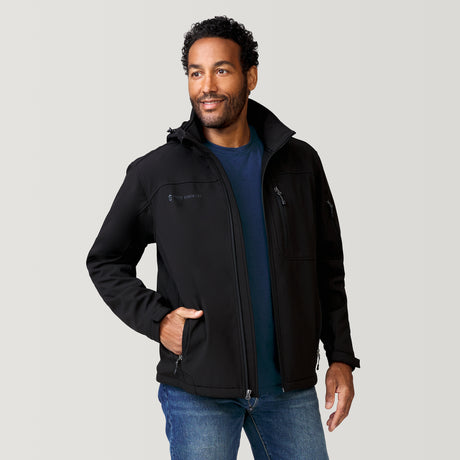 [Jonathan is 6'1" wearing a size Medium.] Men's Odyssey II Flex Super Softshell® Jacket - Black - M #color_black