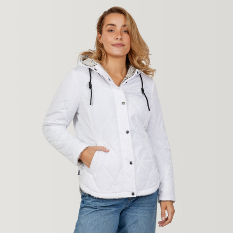 [Chelsea is 5'11.5" wearing a size Small.] Women's Stratus Lite Reversible Jacket - S - White #color_white