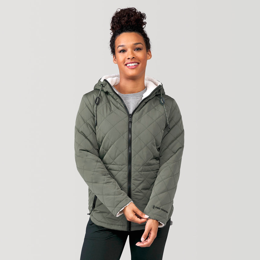 [Alexis is 5’6” wearing a size Small.] Women's Switch It Up Cloud Lite Reversible Jacket - S - Vine #color_vine