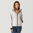 [Natalia is 5’9” wearing a size Small.] Women's FreeCycle® Super Softshell® Jacket - Silver Chip #color_silver-chip