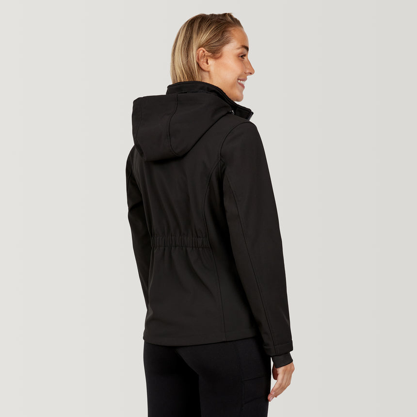 [Chelsea is 5'11.5" wearing a size Small.] Women's Aeris II Super Softshell® Jacket - Black - S #color_black