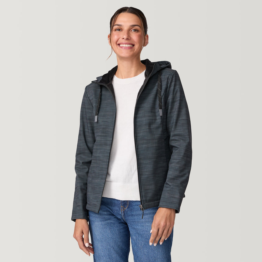 [Olga is 5’9” wearing a size Small.] Women's Alps Super Softshell® Jacket - S - Black Grid Melange - #color_black_grid_melange