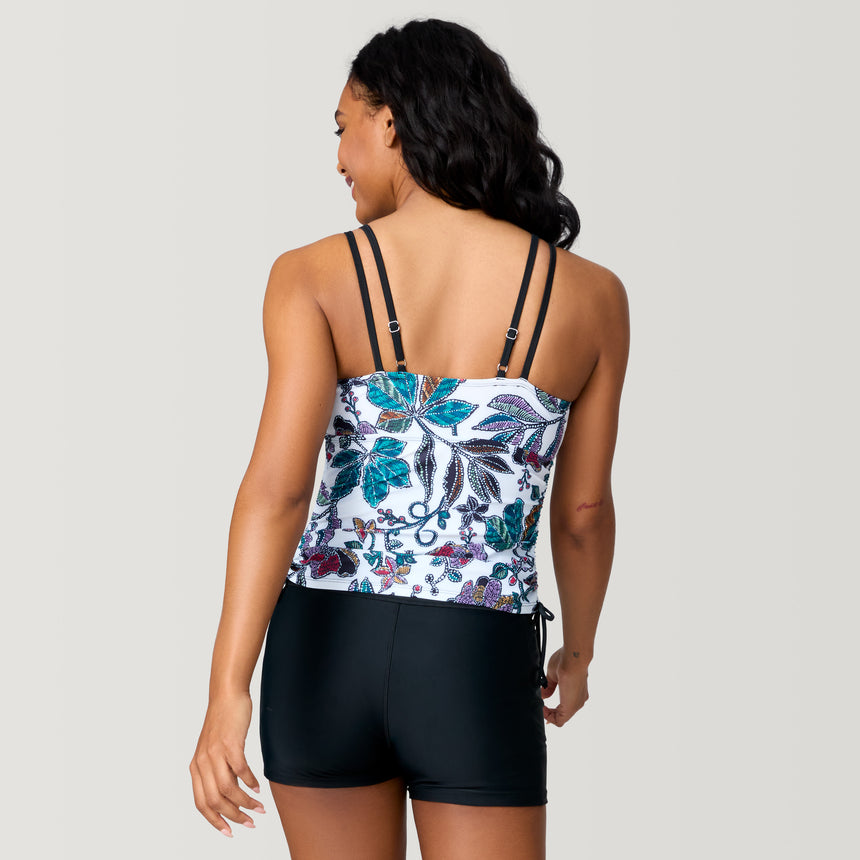 Women's Sunlit Floral Side Shirred V-Neck Tankini Top