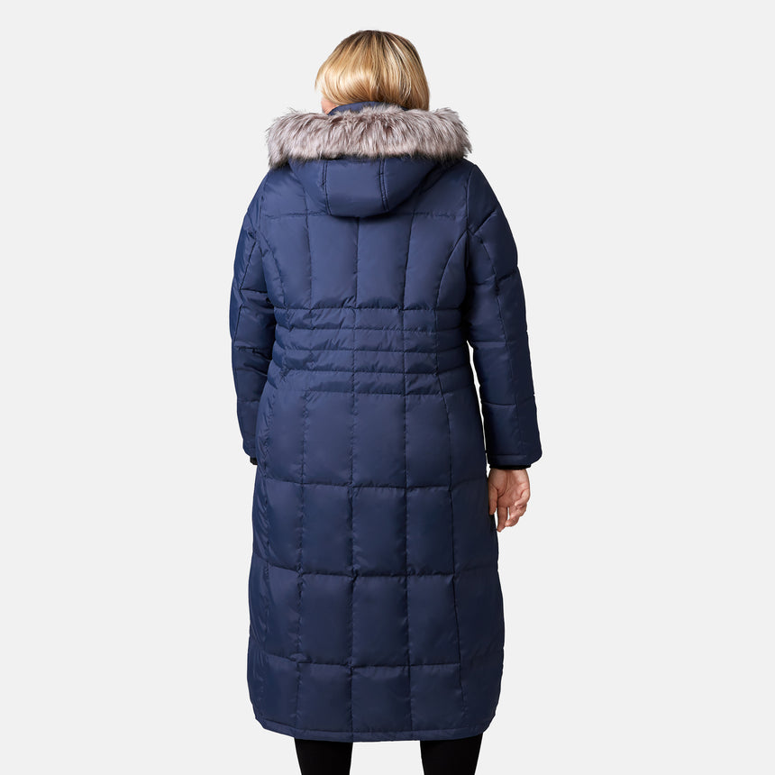 Free Country Women's Plus Size Full Length Splendor Down Jacket in Mocha, Size: 2X