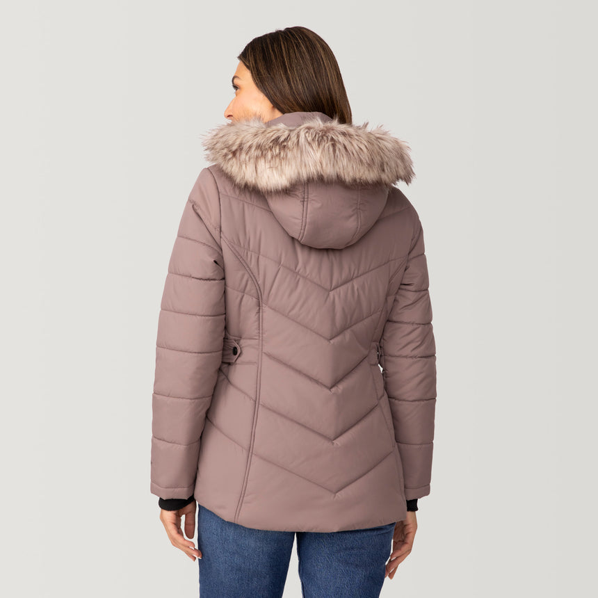 [Olga is 5’9" wearing a size Small.] Women's Unstoppable II Poly Air Touch Jacket - S - Taupe #color_taupe