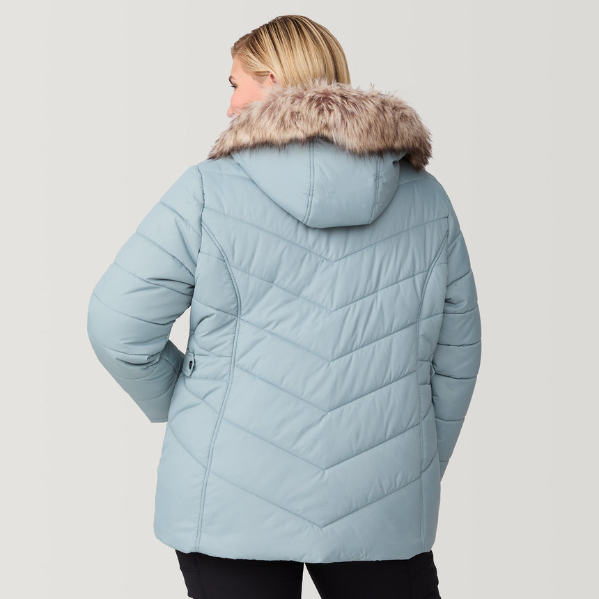 [Lola is 5'10.5" wearing a size 1X.] Women's Plus Size Unstoppable II Poly Air Touch Jacket - 1X - Willow #color_willow