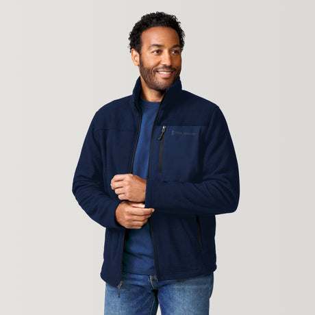 [Jonathan is 6’1” wearing a size Medium.] Men's Calabaza II Brick Fleece Jacket - Dark Navy - M #color_dark navy