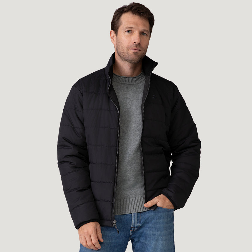 [Vince is 6'1" wearing a size Medium.] Men's Atalaya III 3-in-1 Systems Jacket - Navy #color_navy