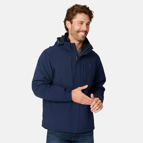 [Vince is 6'1" wearing a size Medium.] Men's Atalaya III 3-in-1 Systems Jacket - Navy #color_navy