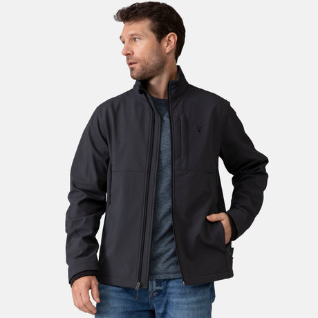 [Vince is 6’1” wearing a size Medium.] Men's Lanier Super Softshell® Jacket - Coal - M #color_coal