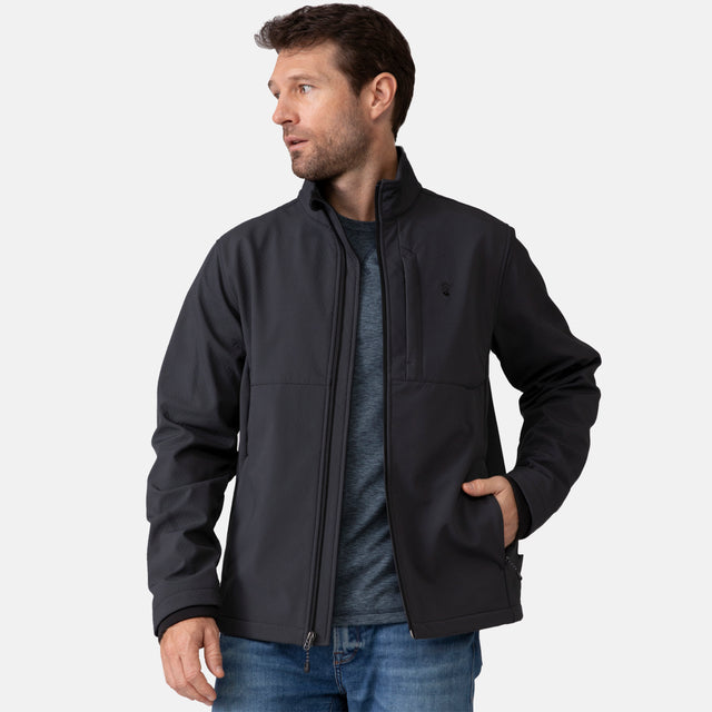 [Vince is 6’1” wearing a size Medium.] Men's Lanier Super Softshell® Jacket - Coal - M #color_coal