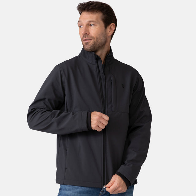 [Vince is 6’1” wearing a size Medium.] Men's Lanier Super Softshell® Jacket - Coal - M #color_coal
