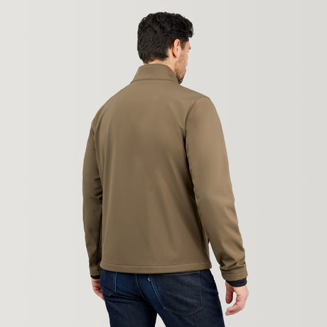 [Alex is 6'2” wearing a size Medium.] Men's Lanier Super Softshell® Jacket - M- Saddle - #color_saddle