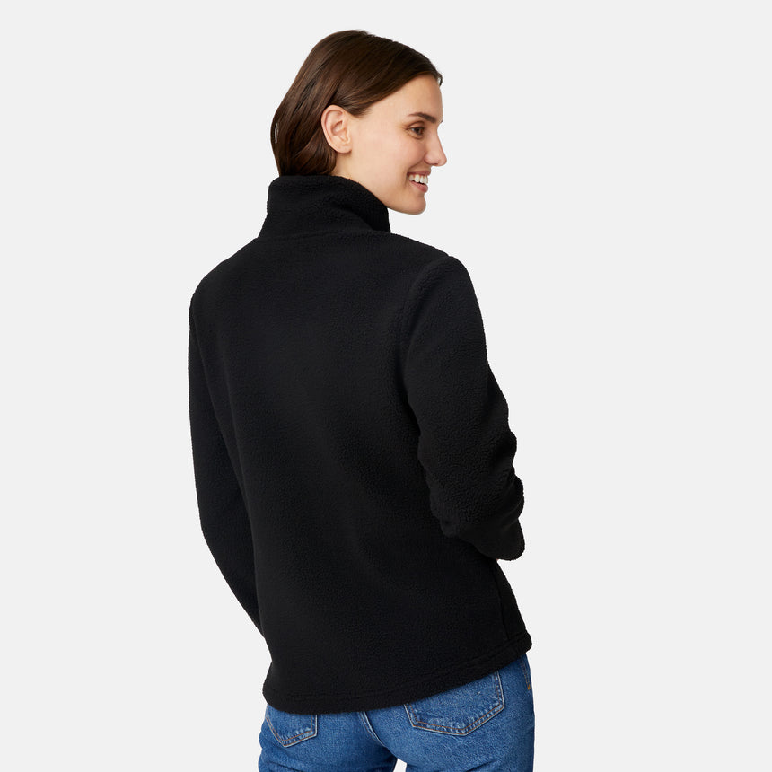 [Jessica is 5'9.5" wearing size S.] Woman wearing a black jacket with decorative zipper details on a white background