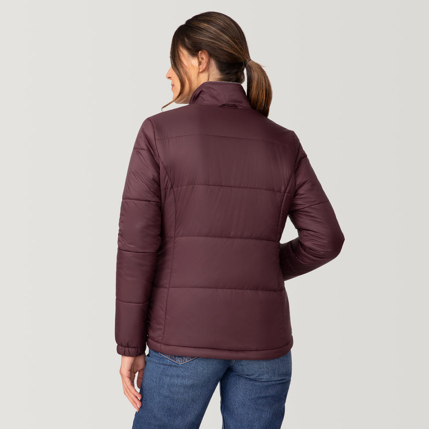 [Olga is 5’9” wearing a size Small.] Women's Back of Bell 3-in-1 Systems Jacket - S - Plumberry - #color_plumberry