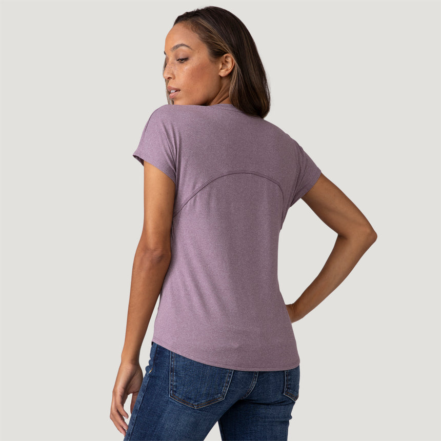 [Shelby is 59" wearing a size Small.] Womens Microtech® Chill B Cool Tee - S - Plumberry #color_plumberry