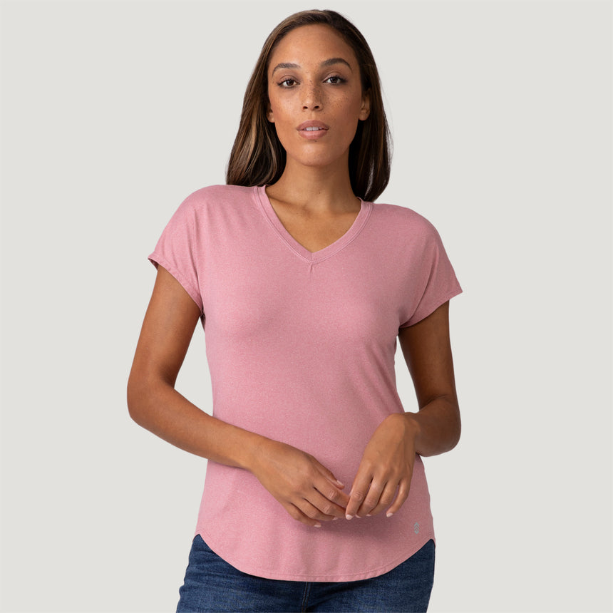 [Shelby is 59" wearing a size Small.] Womens Microtech® Chill B Cool Tee - S - Rouge #color_rouge