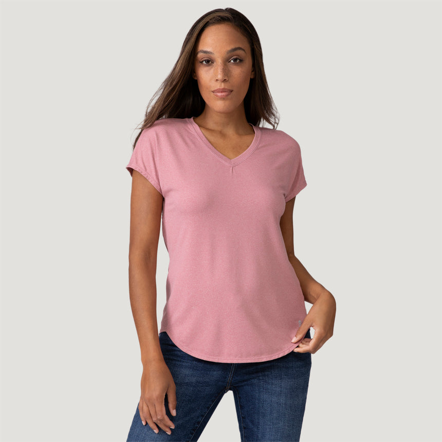 [Shelby is 59" wearing a size Small.] Womens Microtech® Chill B Cool Tee - S - Rouge #color_rouge